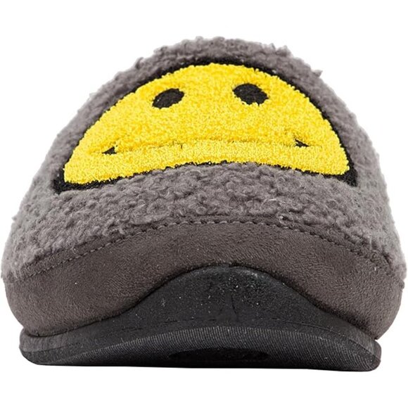 DEER STAGS Men's Smiley Face Gray Cushioned Round Slip on Wink Slippers Size 7M - Picture 2 of 6